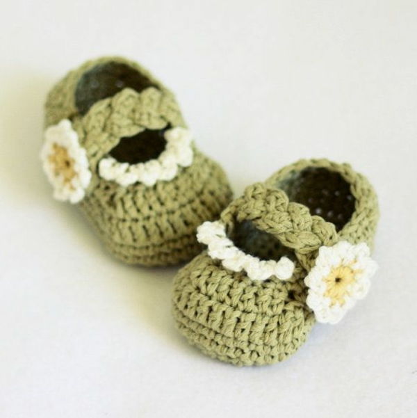 stor-design-virka-baby skor-stora-idéer-för-virka-baby skor-blommor-virka-Daisy