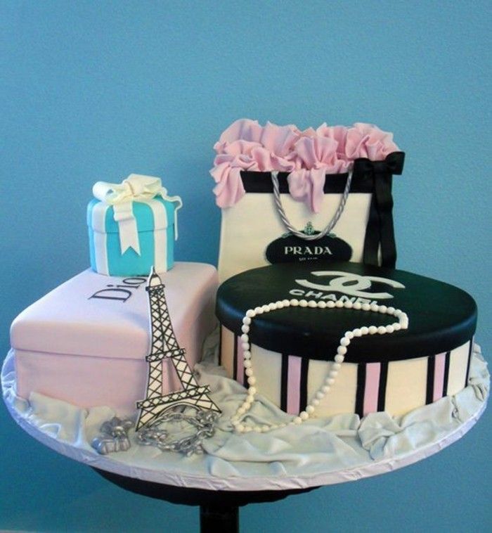 pasta-to-18-doğum günü Geburtstagstorten şişirilmiş-pasta-to-18-Chanel-doğum parti dior
