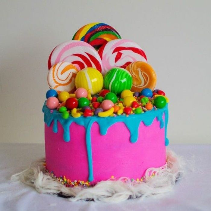 pasta-to-18-doğum günü Geburtstagstorten Lollipop pasta Bunte-turta-to-18 doğum günü