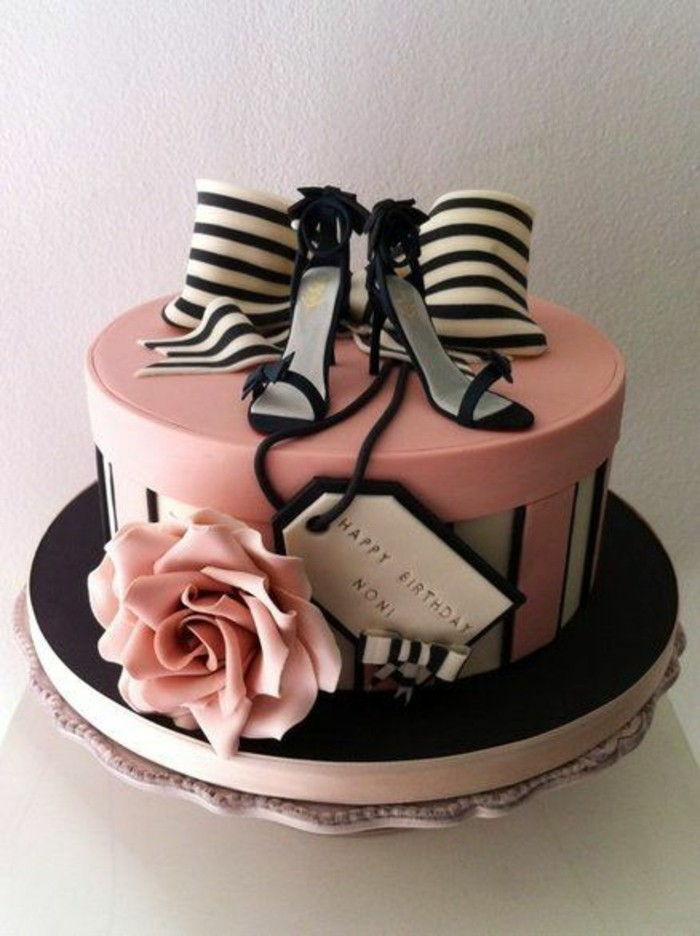 pie-de-18-Geburtstagstorten aniversário bolo-fuer-Girl Shoes-flor-deco