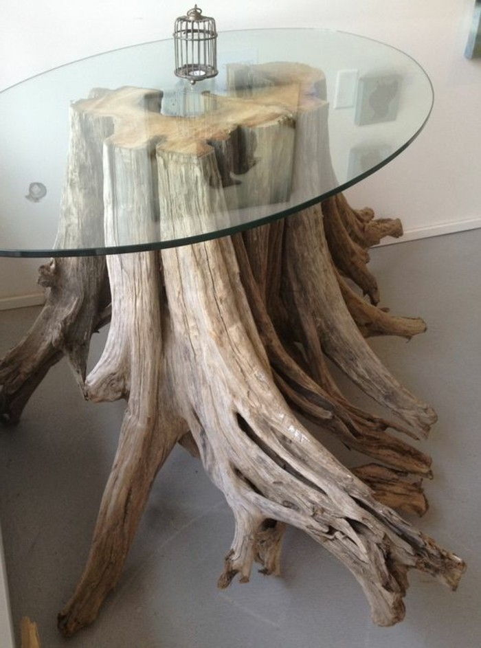 Driftwood-Podłubać-kavos stalo iš medžio-stiklo dubuo-DIY-Moebel