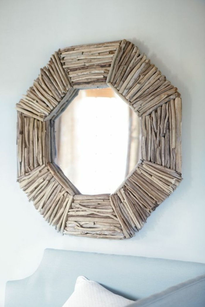 Driftwood dekompresyjnego lustrzanym w drewnie-dekoracji-rozkładany białego kisse lustro ramki