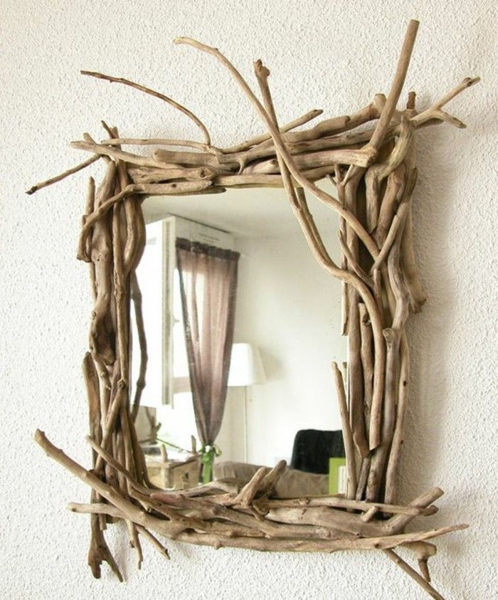 drijfhout wanddeko vierkante mirror-with-lijst-van-hout-wall-diy
