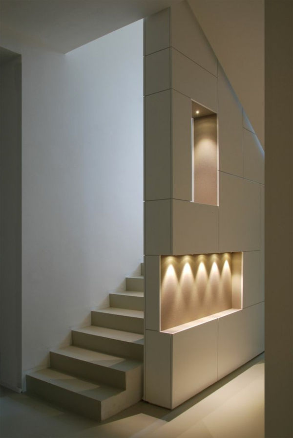 schodiskové osvetlenie, moderné obývacia izba