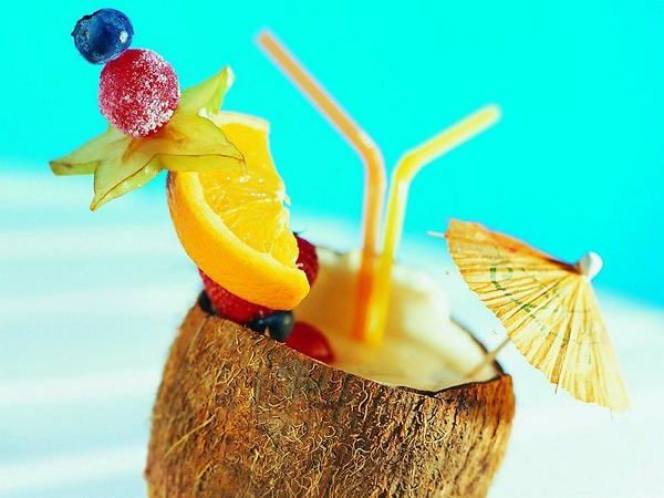 Tropické koktaily zdobenie nápady-kokos