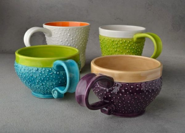 vier-funny-cup van porselein-in-mooie-kleuren