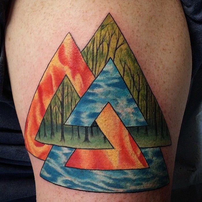 tatuaggio in diversi colori, triangoli, beintattoo