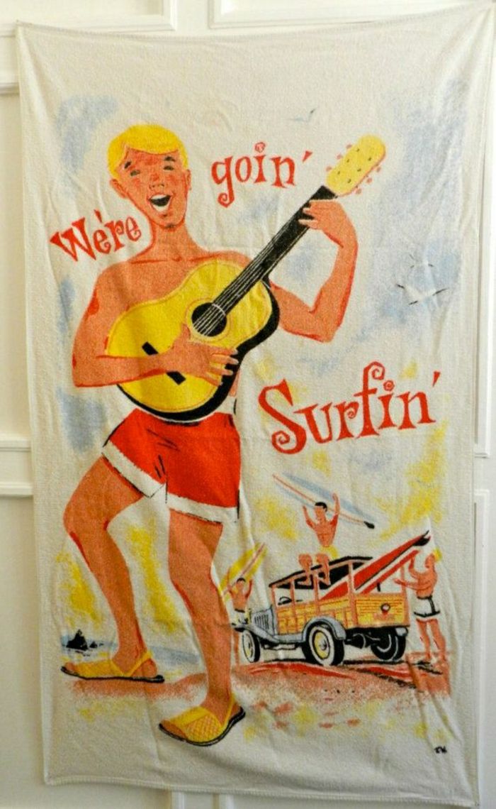 vintage-tkanina plážový surfovanie vtipné-Cool