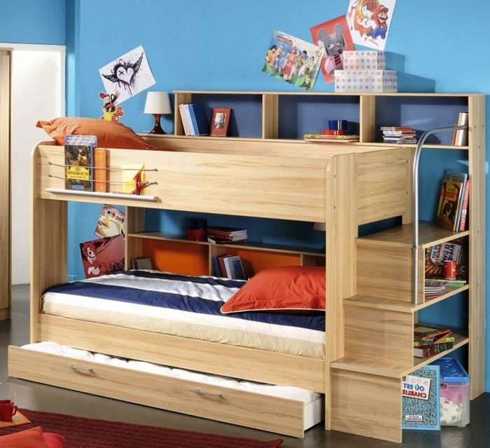 decoração da parede-para-crianças-madeira-bed-modelo