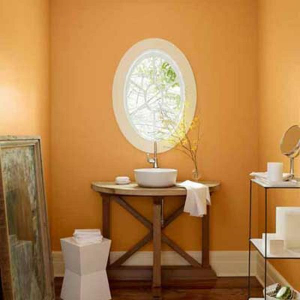duvar rengi-kayısı-küçük-banyo-yuvarlak pencere
