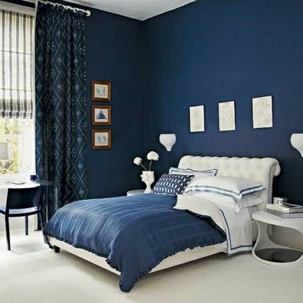 parede cor-pó azul-escuro Taubenblauе cor parede do quarto azul royal