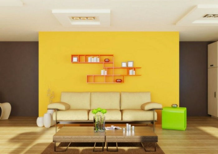sienų spalvų deriniai, įdomus-gyvenamasis kambarys