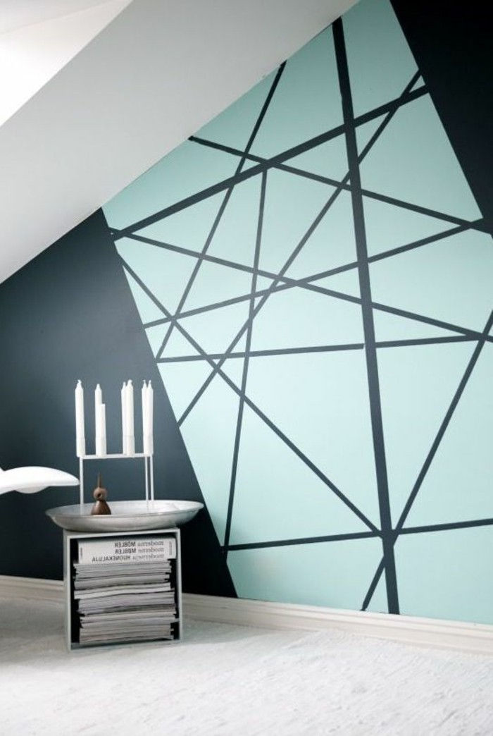 duvar tasarımı-renkli ışık mavi geometrik şekiller koyuluğunda köşeleri ve kenar