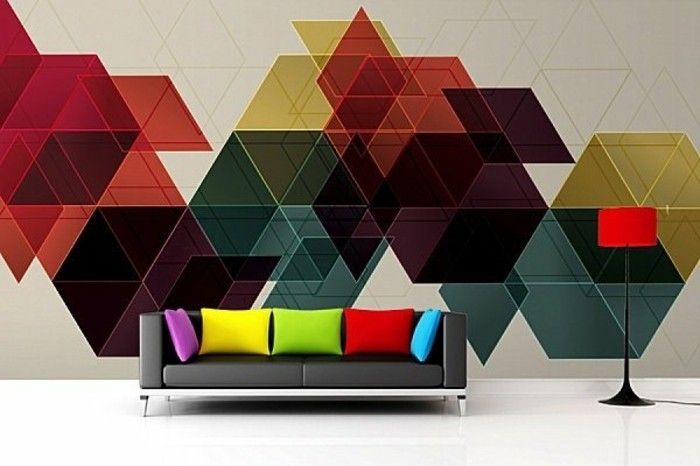 duvar tasarım ile renkli-in yaşam standardı lamba-kırmızı ışık-siyah-deri koltuk Renkli yastıklar