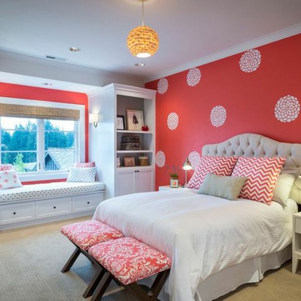 -wandgestaltung-spálňa-obývačka nápady-spálňa-múr farebné spálne, spálňa stenou farby