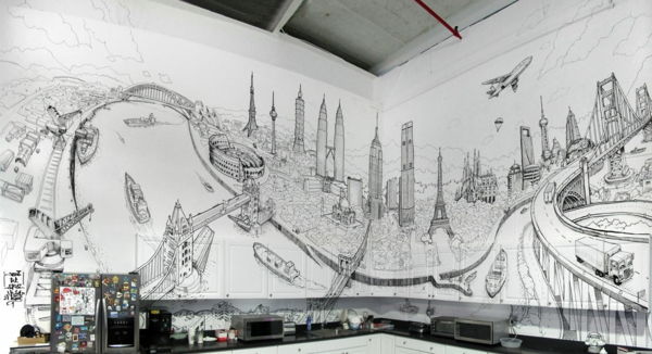 Duvar sanat fikirler-Global-şehir