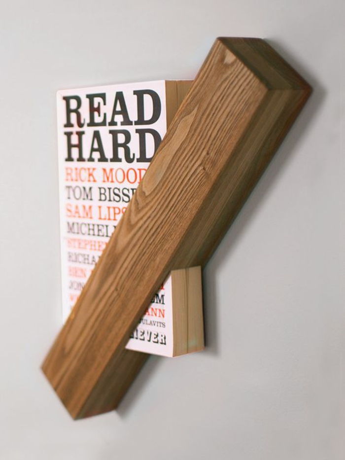 parede pedaço de prateleira de madeira de madeira DIY-régia-book-criativo parede projeto