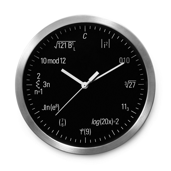 wall-clock-Moderné-black-dial-by-matematických problémov-Metal okrúhlym Frame