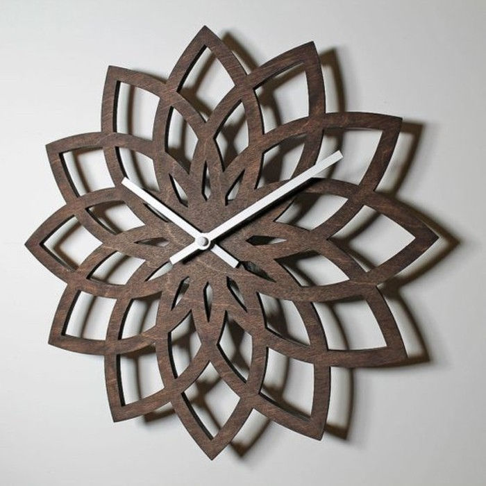 duvar saatlik modern duvar saatlik odun formu bitki işaretçi-den-metal-güzel-wanddeko