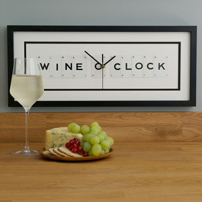 Presente legal para os amantes do vinho, relógio de parede'clock,, Weißwein und kulinarische Köstlichkeiten