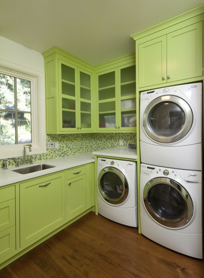 set-lavandaria-verde-armários-grande-olhar