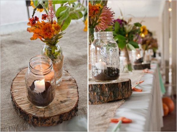 decorare-roșu din-lemn-naturale-nunta-portocaliu