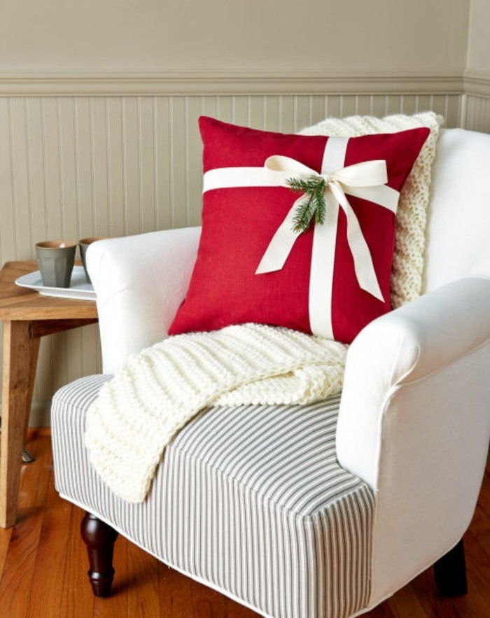 Kalėdinės dovanos iki selbermachen raudona pagalvėlė su baltu-kilpa-SEW
