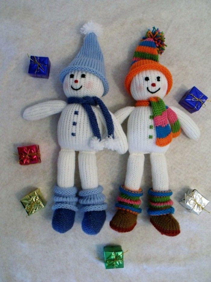 Weihnachtsdeko-crochet-dois-cute-Bonecos de neve