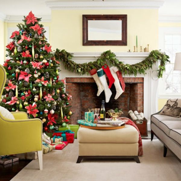 weihnachtsdeko Idea veľké jedľa-in-bright-Wohnzimmer