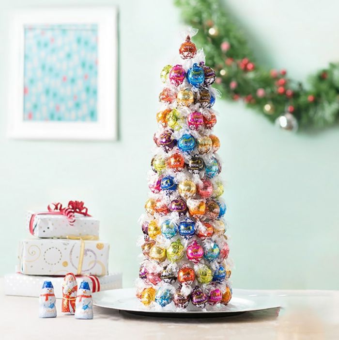 Faça a árvore de Natal a partir de bolas de chocolate, grande ideia para o presente de Natal DIY