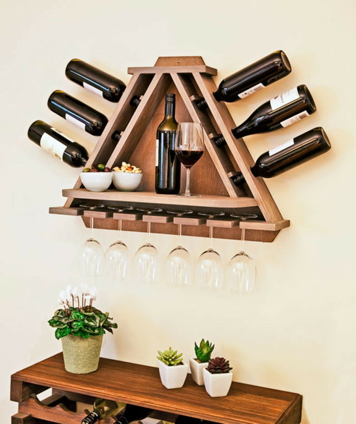 vin rack-te construi frumos și creativ idee sticle de vin sticla de vin plante verzi în ghivece
