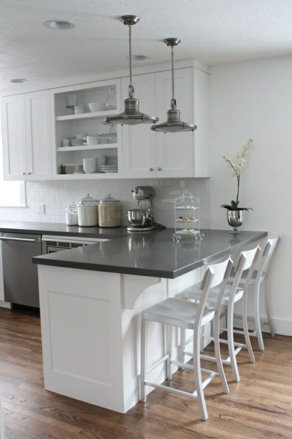 idee bianco-cucina mobili Design d'interni pavimentazione-da-legno