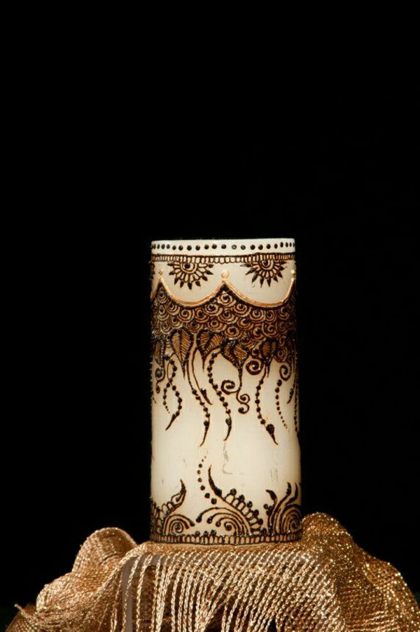 Balta žvakė rankomis dažyti chna apdaila Auksinė