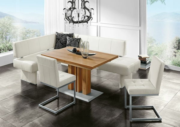 hvite skinnstoler, spisestue, spisestue møbler dining-set-design ideer