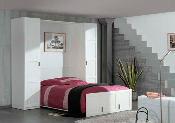 baltas miegamojo baldai-steigimo idėjos, nedidelio dydžio, mažos Apartments