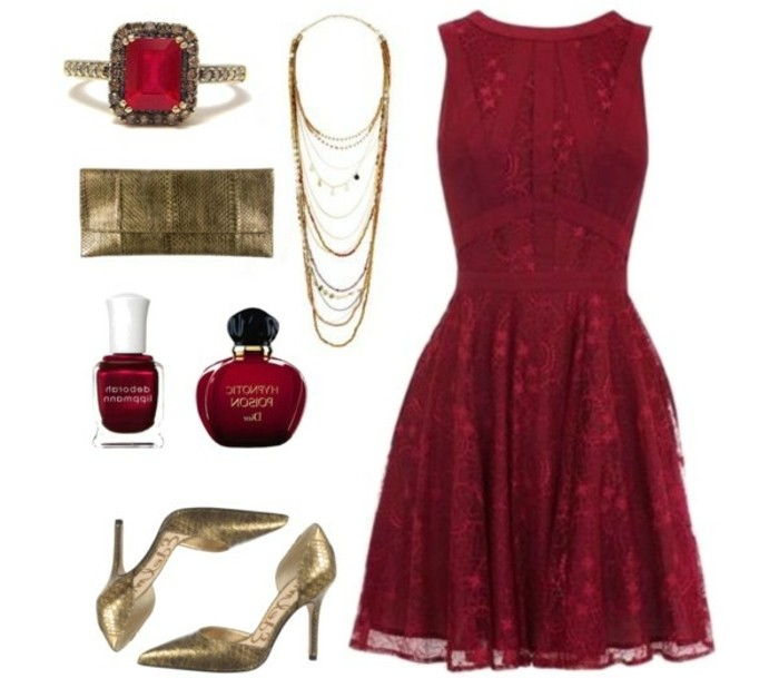 ktoré topánky farebný-to-červeno-červené šaty-a-zlaté-für-classic-elegantný look-on-a-party-top-šaty