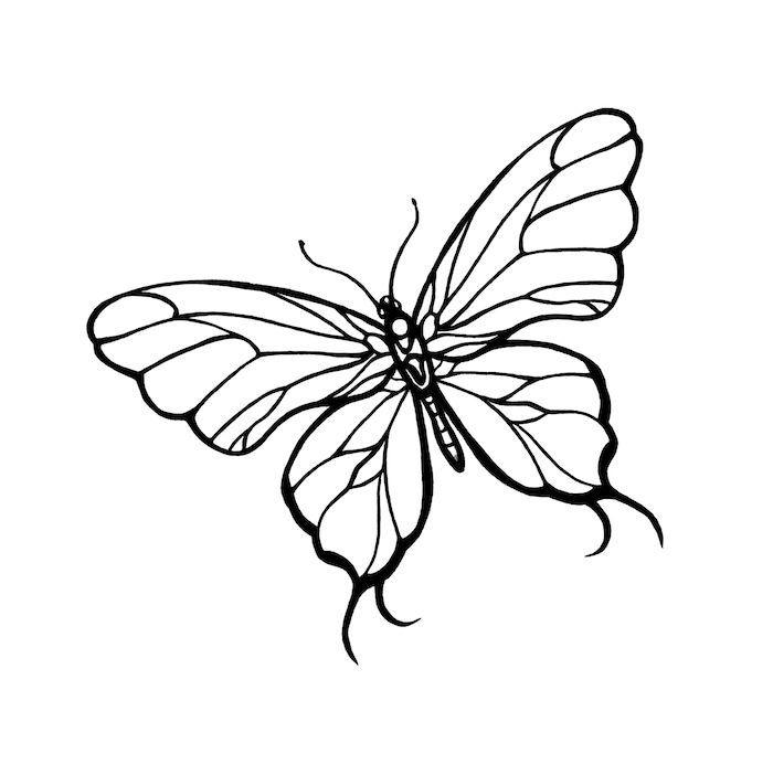 balta, graži, skraidanti drugelis su dideliais baltais sparnais - idėja tema tatuiruočių drugelių