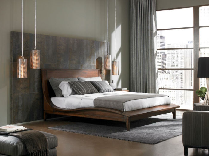 gyvenimo idėją miegamojo-modernus-lova-dizainas-kabantys šviestuvai