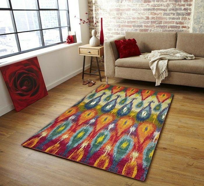 farebný štvorcový koberec s vynikajúcou potlačou na osvieženie obývacej izby