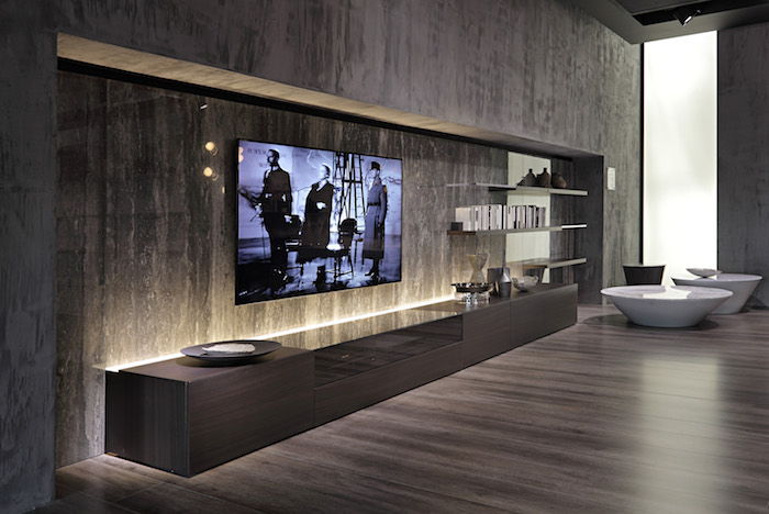 woonkamer muur decor tv grijs ontwerp creatieve woninginrichting ontwerper