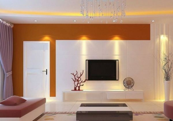 Modern oturma odası iç tavan ışıkları ve duvar lambaları