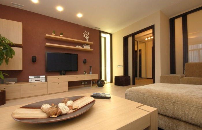 gyvenimo kambario idėjos modernus rudos-ir-smėlio spalvų schemos