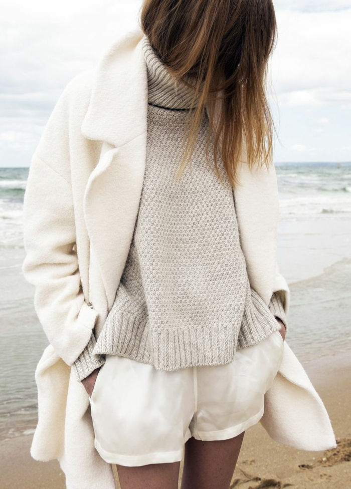 sweter Short Pants Ladies Beach wełny coat