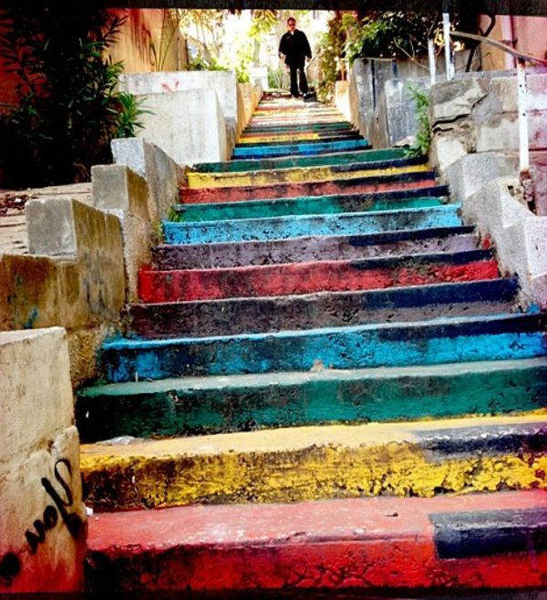 vakker utvendig trapp-d strekker seg med-flere-farge