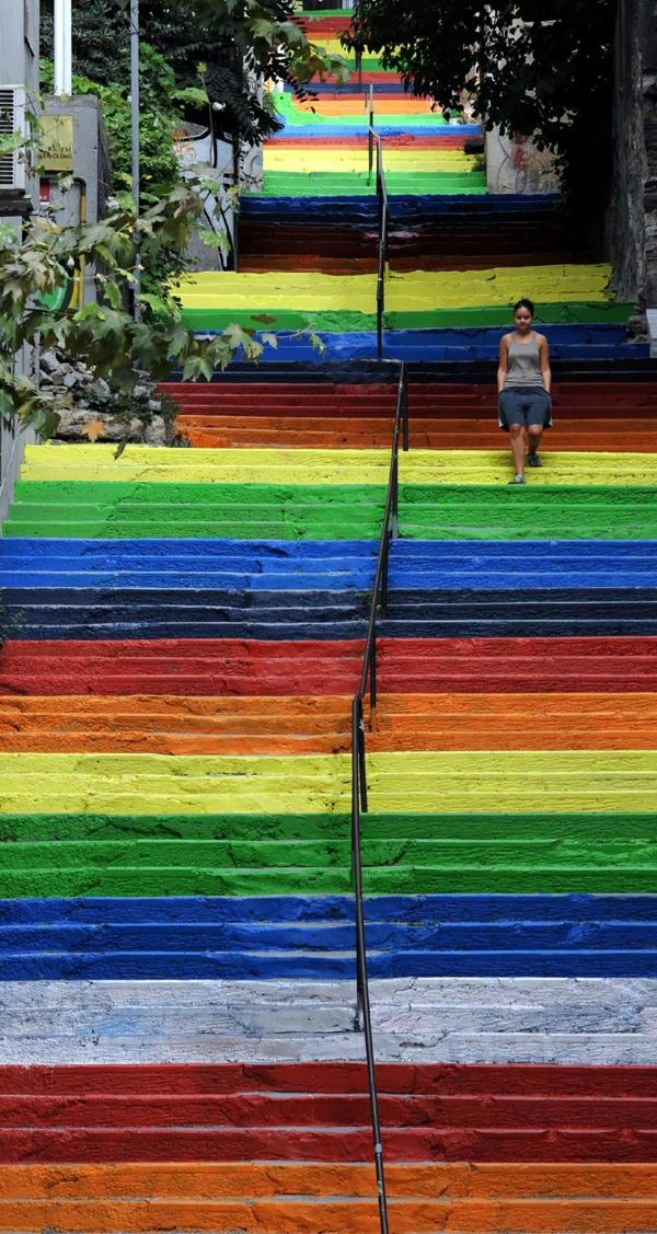 vakkert stripete trappe Ideas
