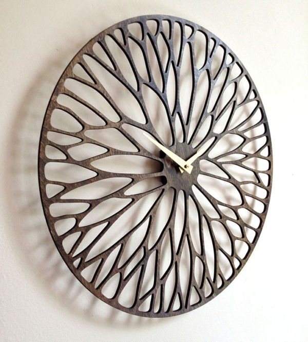 piękny, drewniany zegar ścienny-dekoracja pomysł ściana konstrukcja
