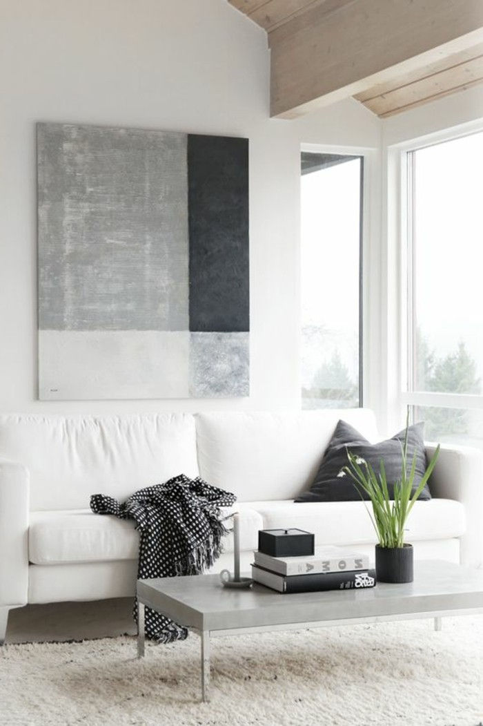 lepa, privlačna-dnevna steno dizajn-zelo-big-picture-in-sivo barvo-of-the-belo steno