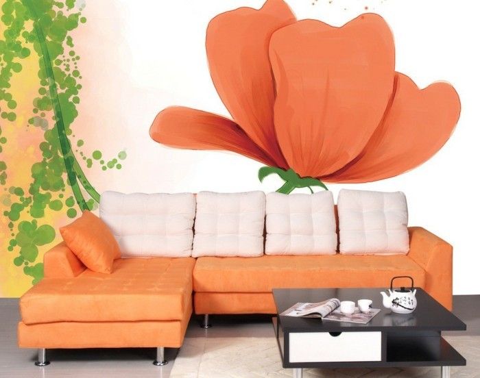 vakre fototapet-blomster-orange farge