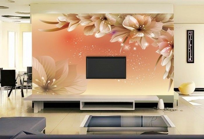 vakker-design-foto tapet-blomster-moderne-stue