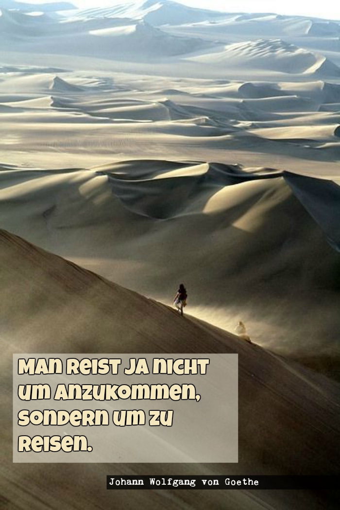 kvailas žodis iš johann wolfgang von goethe ir nuotrauka su dykuma ir keliautoju